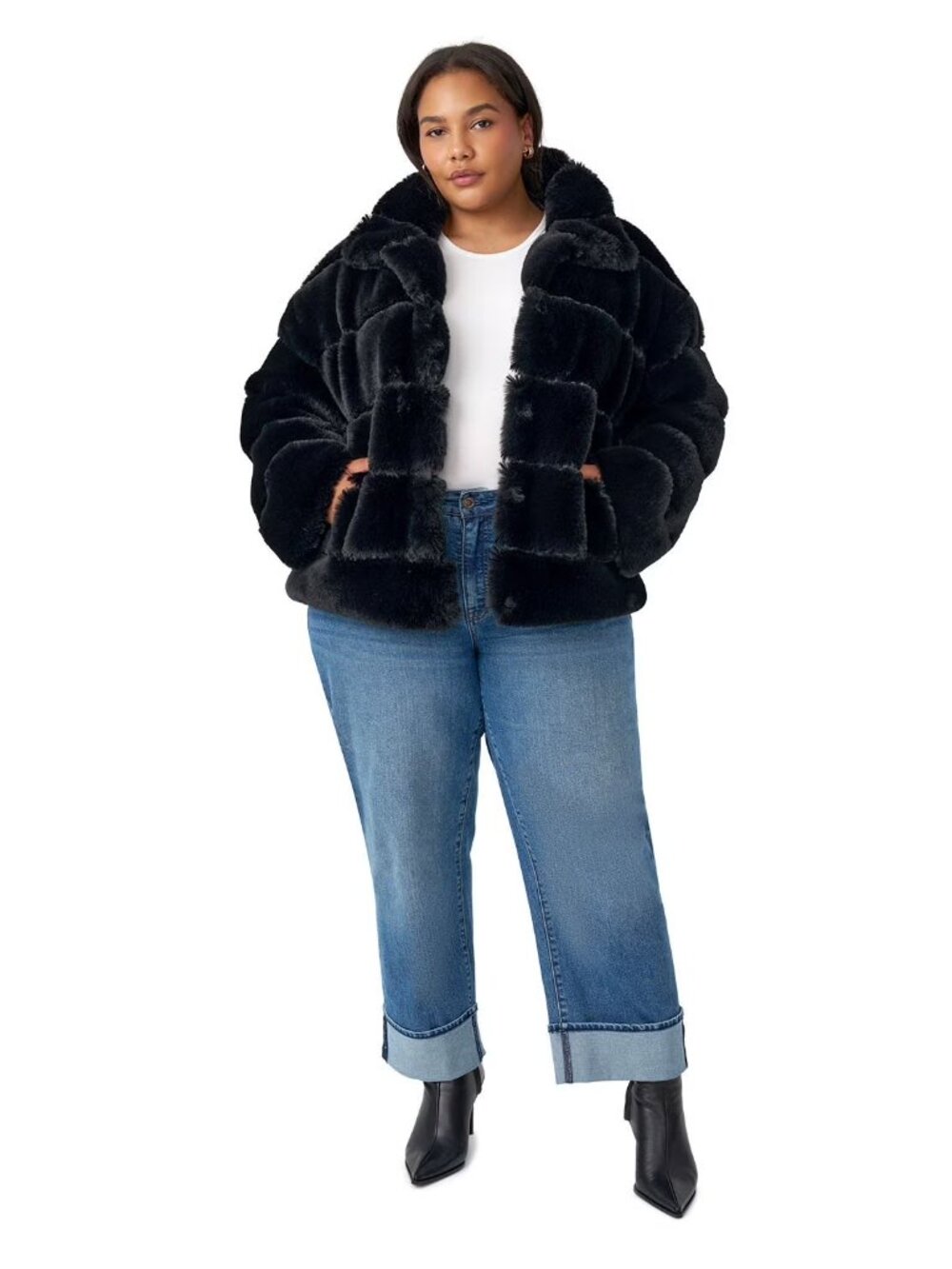 NEW Edited by Hunter McGrady Women's Faux Fur Jacket Black 3X - Picture 2 of 8